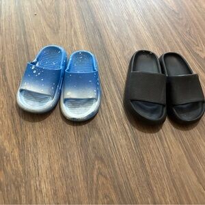 Boys size 12-12.5 Blue and Black Slide Sandals